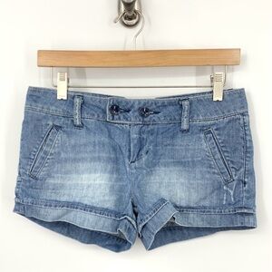 American Eagle Women Size 2 Shorts Vintage Y2K Micro Mini Light Wash Jean Low